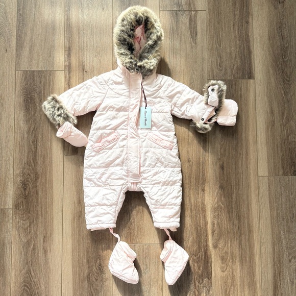 Tartine et Chocolat Light Pink Quilted Snowsuit NWT size 6m